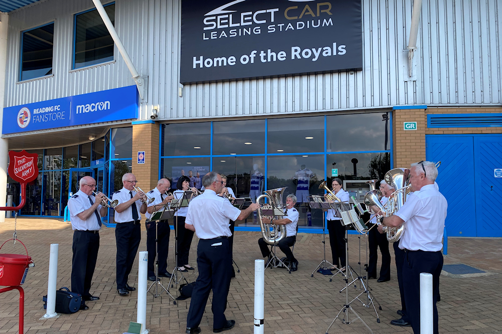Band at Reading football stadium